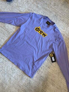 DREW Lavender Long Sleeve Tee with Yellow Logo